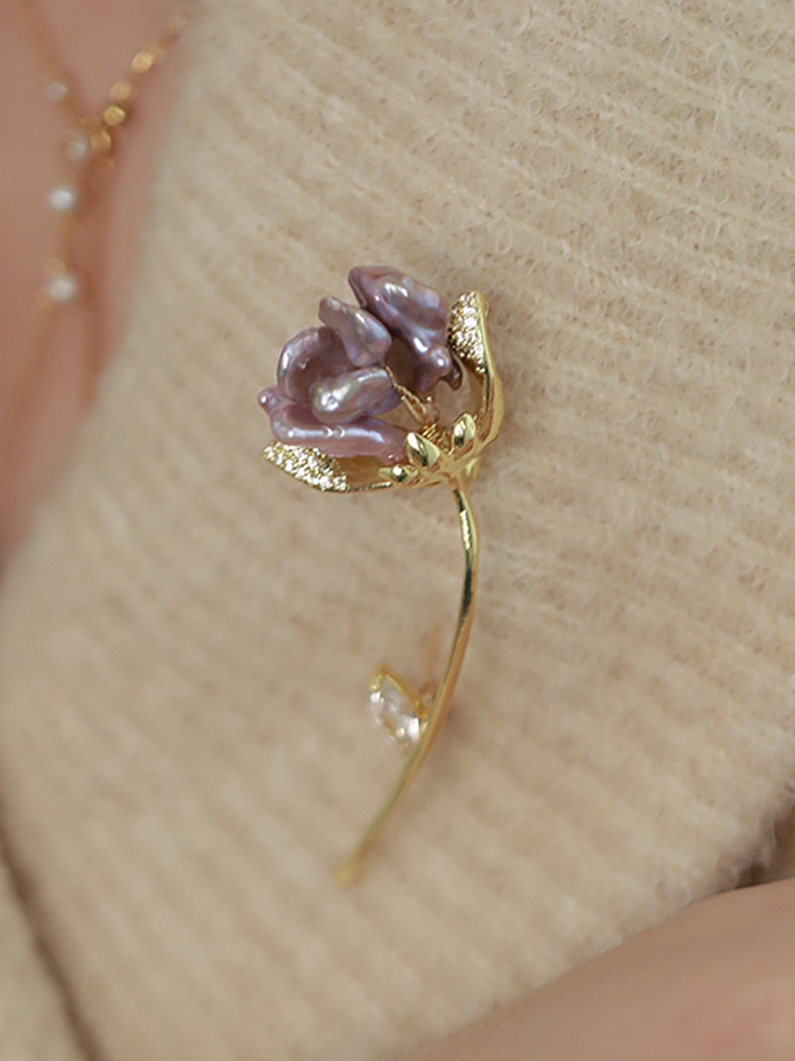 Baroque Freshwater Pearl Floral Brooch